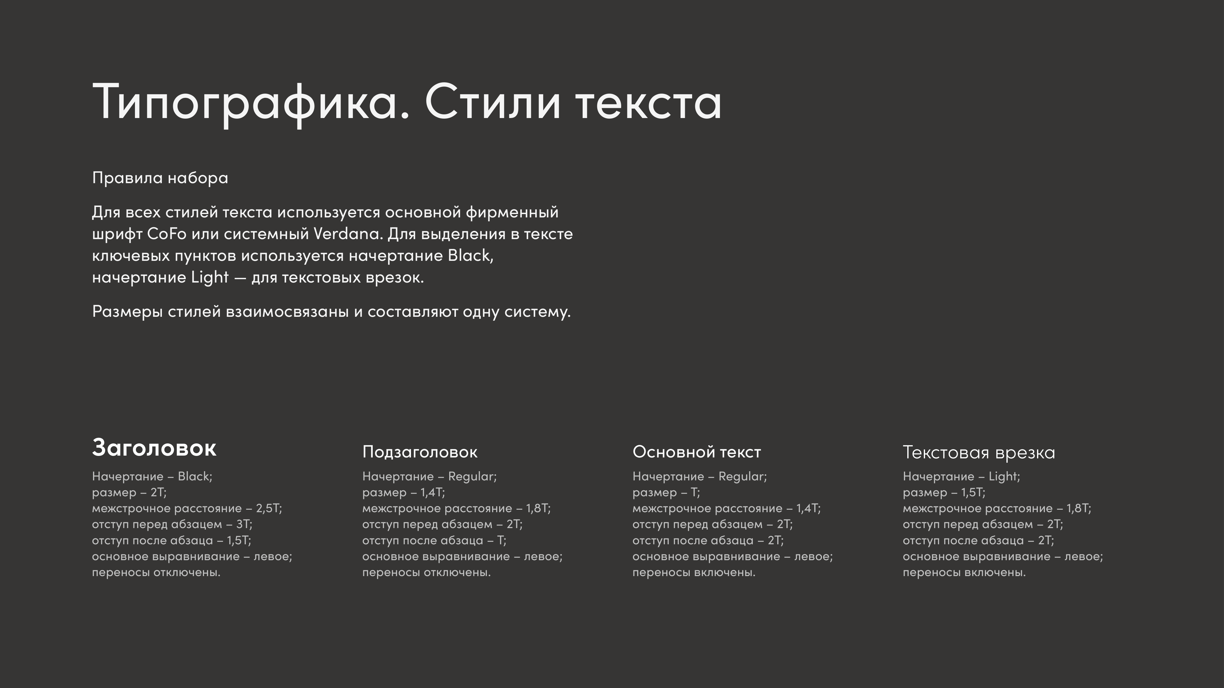 Пример страницы брендбука: типографика